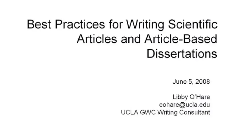 Best Practices for Writing Scientific Articles and Article-Based Dissertations