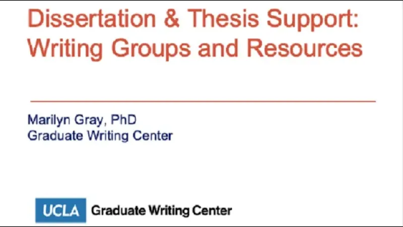 Dissertation Resources and Writing Groups