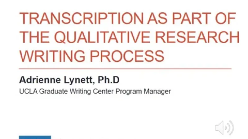 Transcription as Part of the Qualitative Research Writing Process