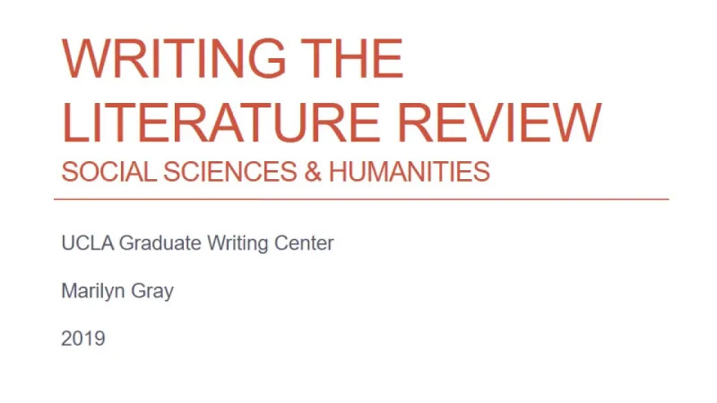 Writing a Literature Review in the Social Sciences and Humanities