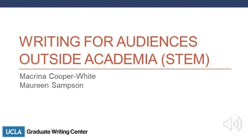 Writing for Audiences Outside Academia (STEM)